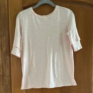Loft Vintage Soft Ruffle Sleeve Women's Peachy Pink Top XS